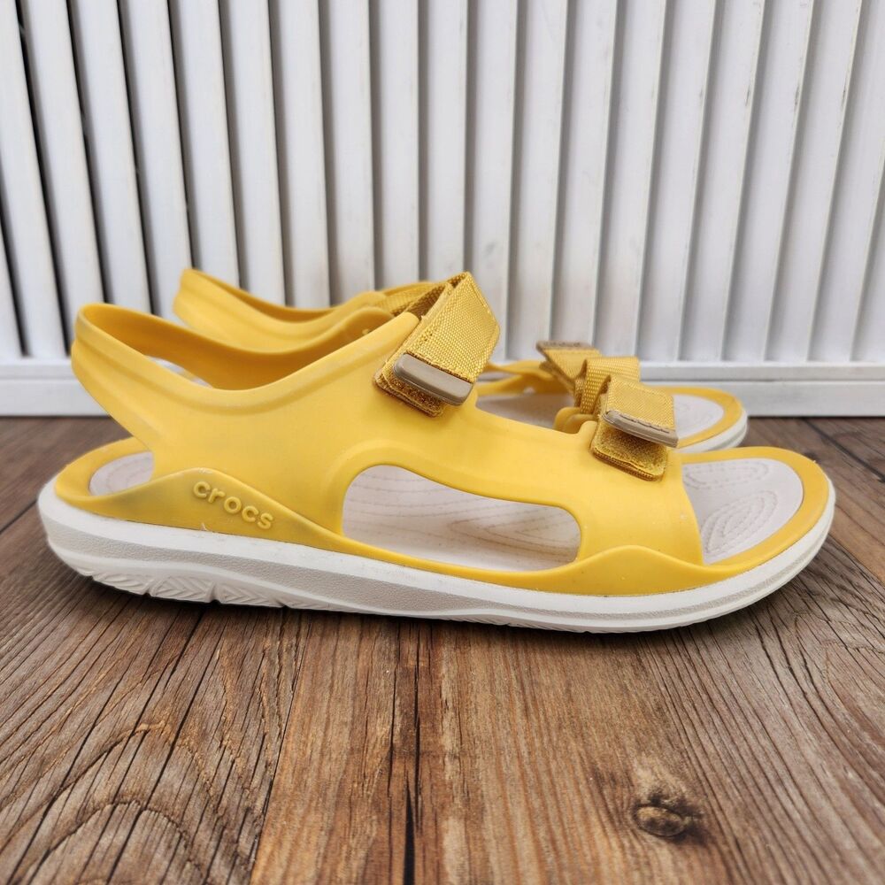Crocs Swiftwater Expedition Sandals Womens Sz 7 Yellow White Strappy Water Shoes